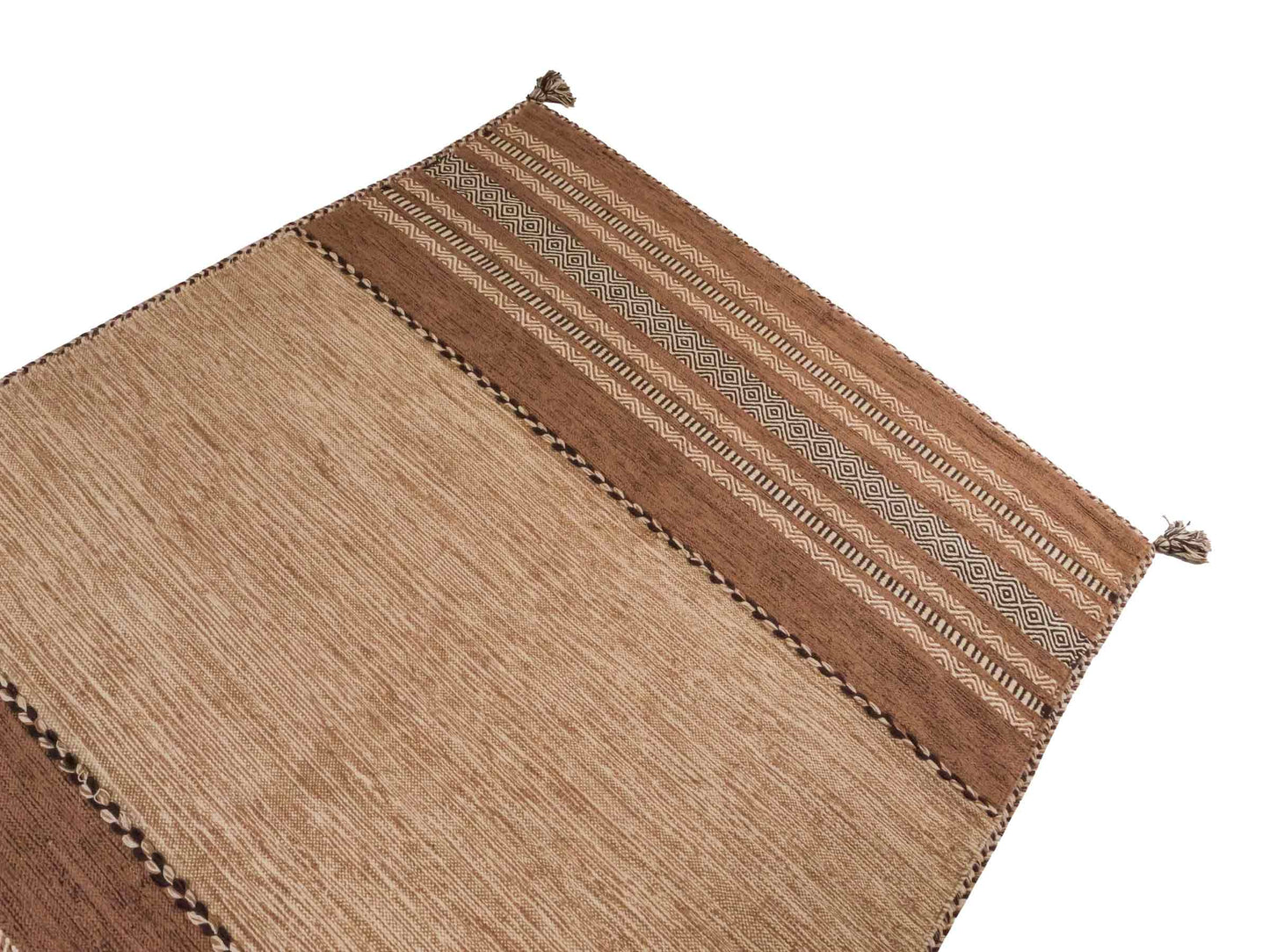 Handgewebter, moderner Indo Kelim Orientteppich von Khademi aus Baumwolle, beige. Geometrisches Design. Von Hand gewebt in Indien. Größe: 230x170cm. Teppichnummer: KB4-1691. Verkauf durch Jupiter Intl.