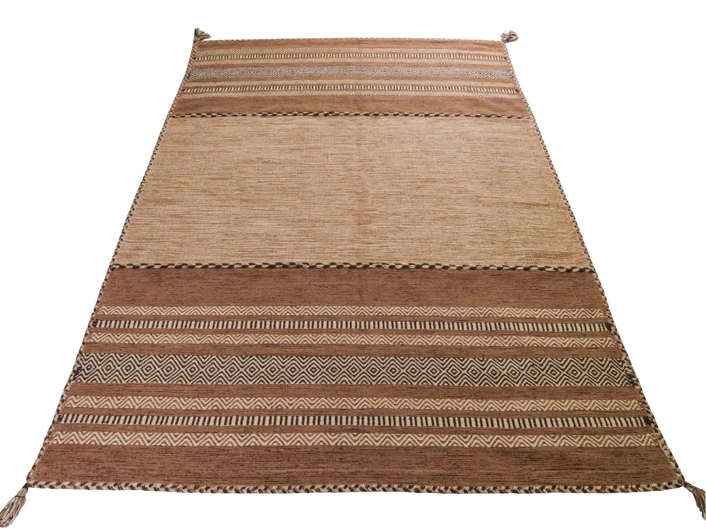 Handgewebter, moderner Indo Kelim Orientteppich von Khademi aus Baumwolle, beige. Geometrisches Design. Von Hand gewebt in Indien. Größe: 230x170cm. Teppichnummer: KB4-1691. Verkauf durch Jupiter Intl.