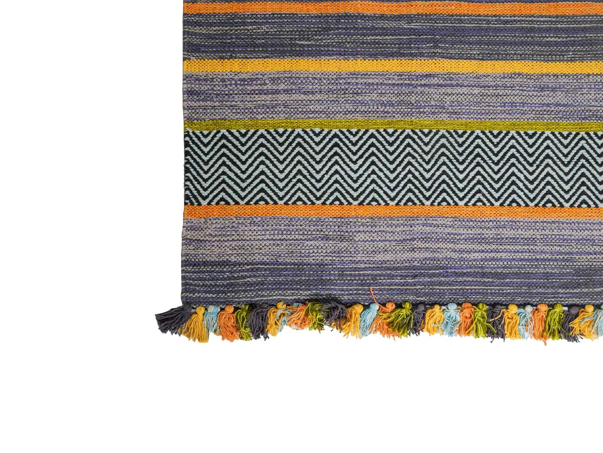 Handgewebter, moderner Indo Kelim Orientteppich von Khademi aus Baumwolle, navy, mehrfarbig. Geometrisches Design. Von Hand gewebt in Indien. Größe: 230x170cm. Teppichnummer: KB4-1682. Verkauf durch Jupiter Intl.