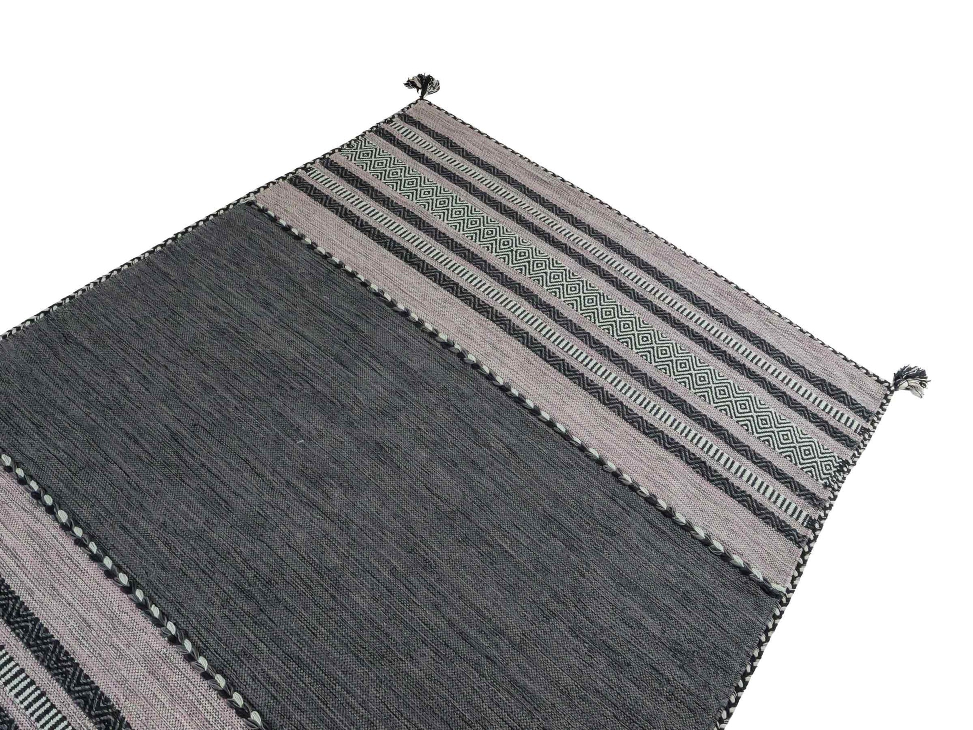 Handgewebter, moderner Indo Kelim Orientteppich von Khademi aus Baumwolle, navy. Geometrisches Design. Von Hand gewebt in Indien. Größe: 230x170cm. Teppichnummer: KB4-1687. Verkauf durch Jupiter Intl.