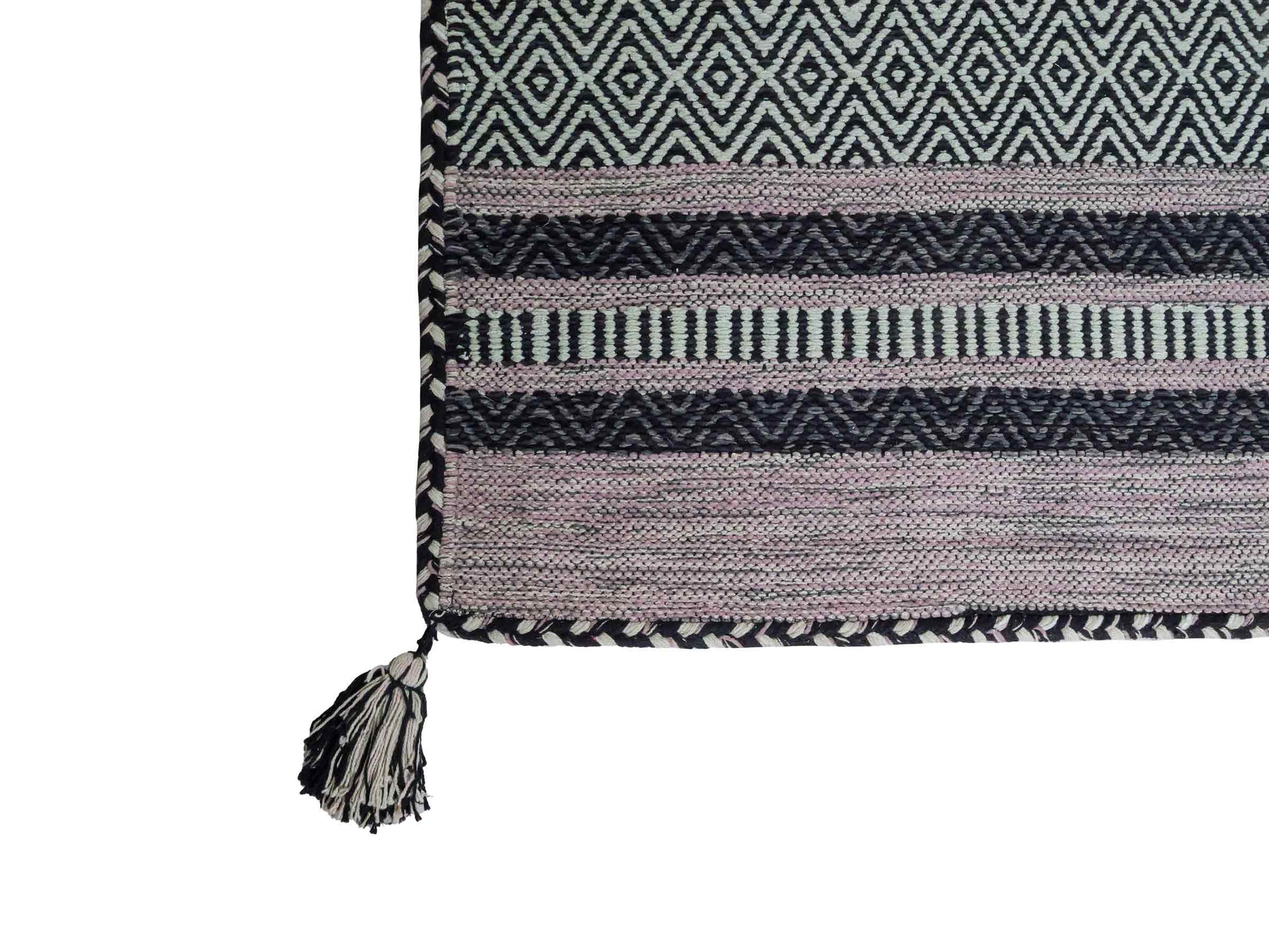 Handgewebter, moderner Indo Kelim Orientteppich von Khademi aus Baumwolle, navy. Geometrisches Design. Von Hand gewebt in Indien. Größe: 230x170cm. Teppichnummer: KB4-1687. Verkauf durch Jupiter Intl.