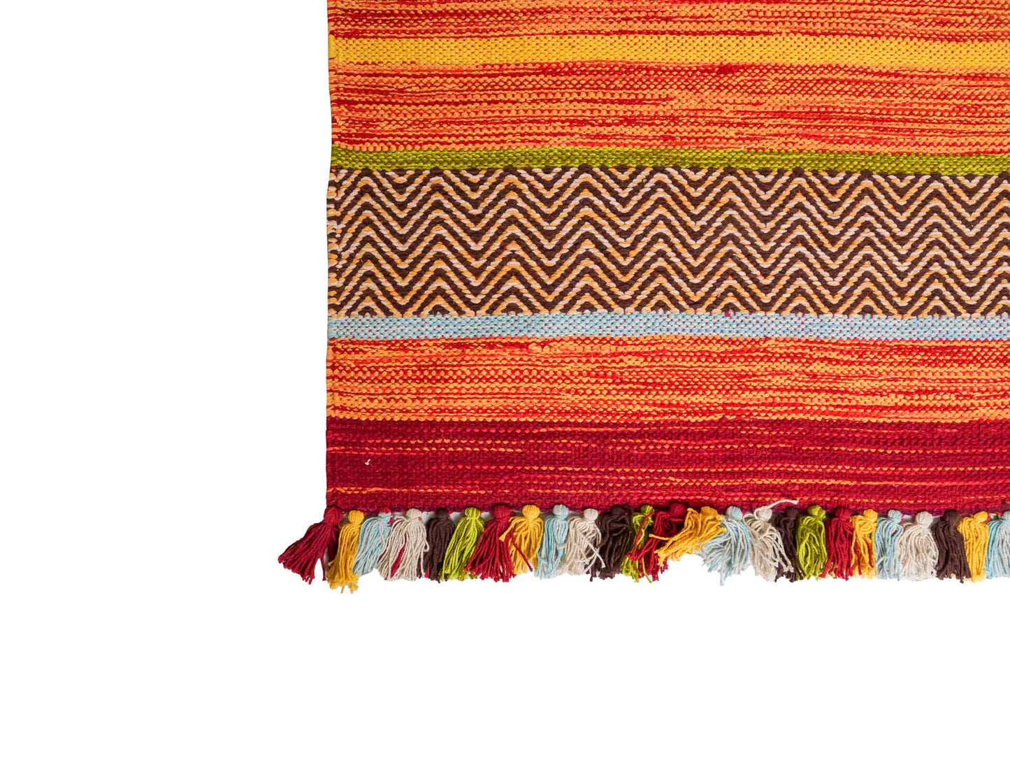 Handgewebter, moderner Indo Kelim Orientteppich von Khademi aus Baumwolle, rot, mehrfarbig. Geometrisches Design. Von Hand gewebt in Indien. Größe: 230x170cm. Teppichnummer: KB4-1684. Verkauf durch Jupiter Intl.