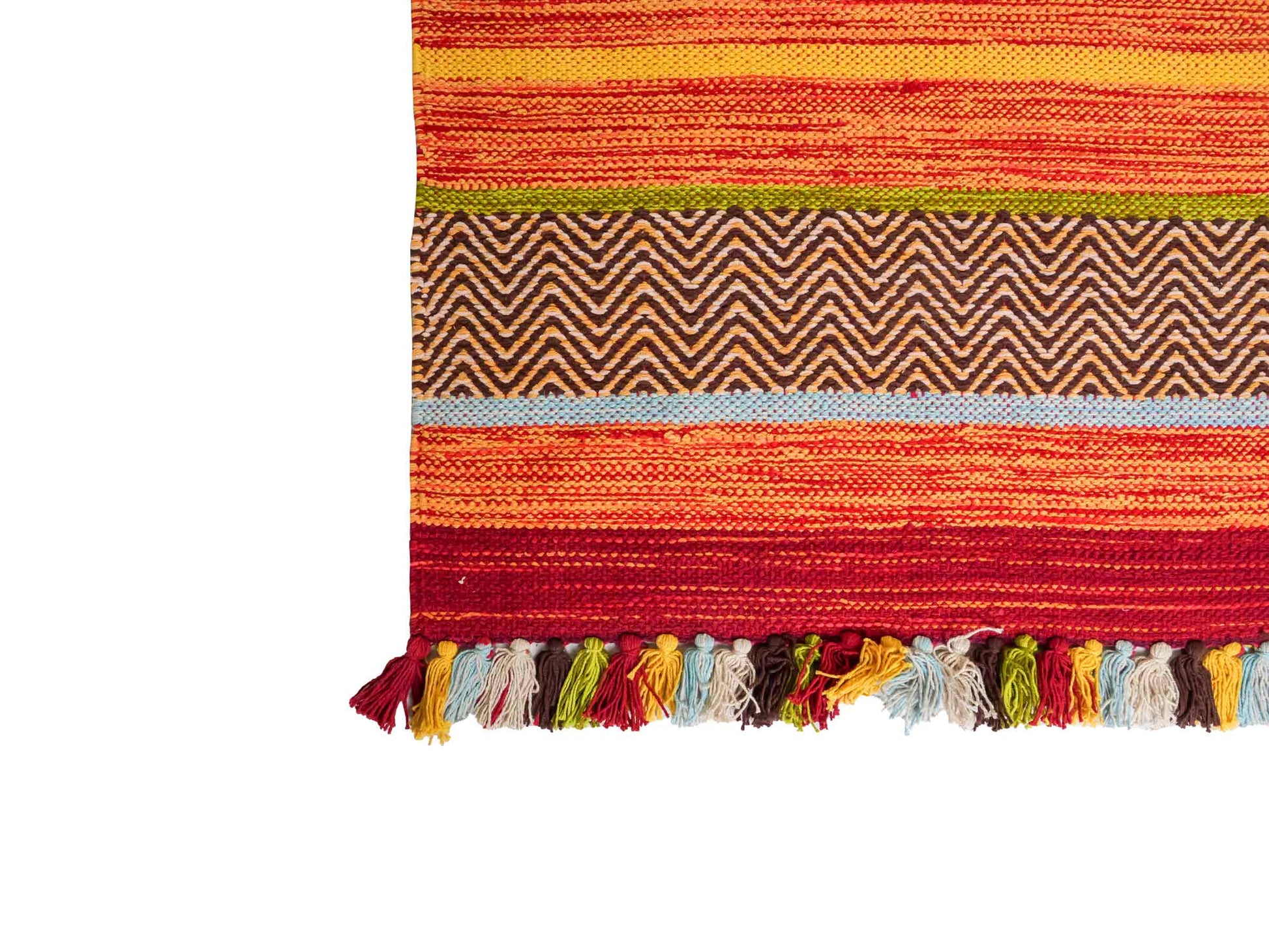 Handgewebter, moderner Indo Kelim Orientteppich von Khademi aus Baumwolle, rot, mehrfarbig. Geometrisches Design. Von Hand gewebt in Indien. Größe: 230x170cm. Teppichnummer: KB4-1684. Verkauf durch Jupiter Intl.