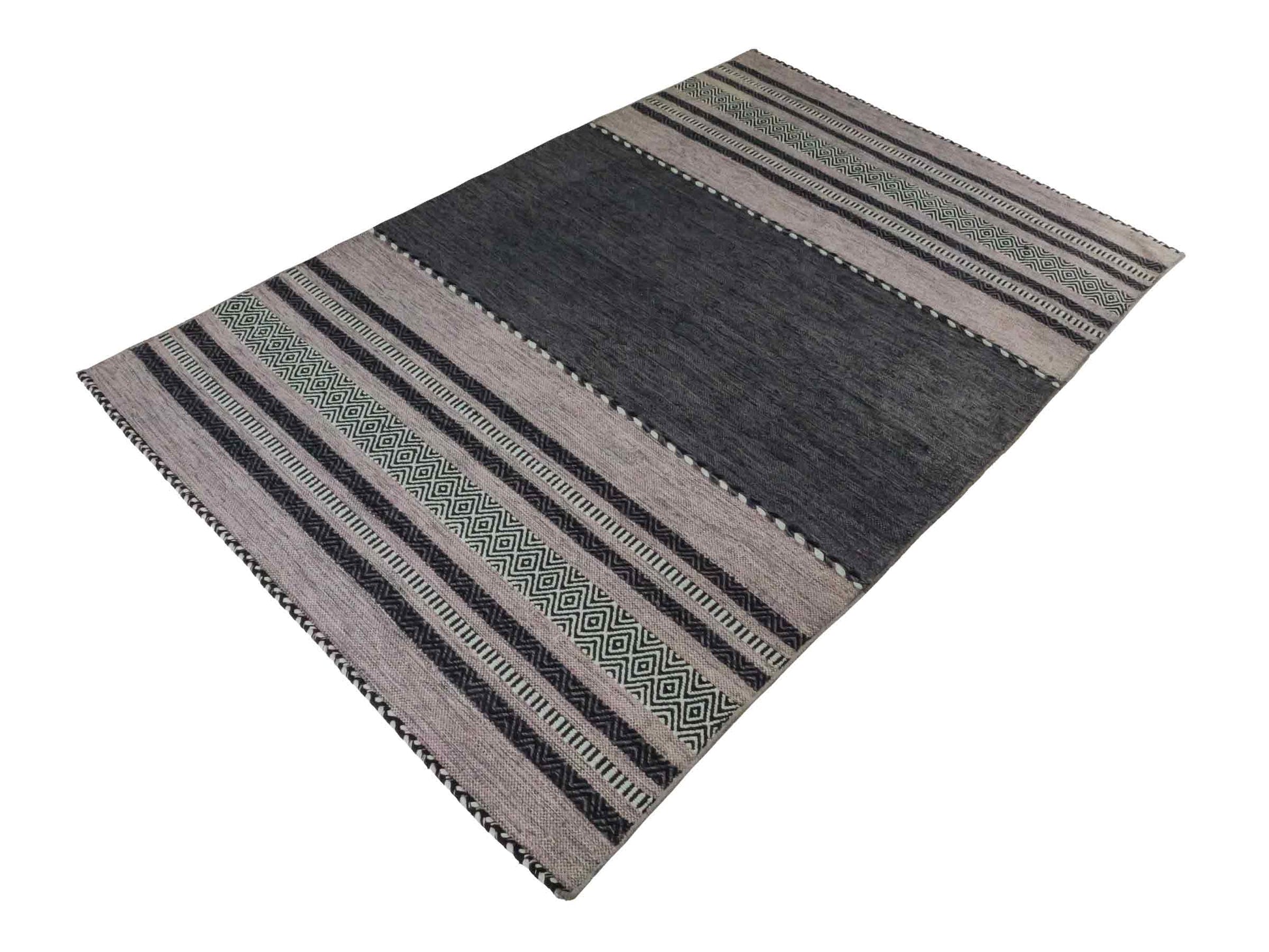 Handgewebter, moderner Indo Kelim Orientteppich von Khademi aus Baumwolle, navy. Geometrisches Design. Von Hand gewebt in Indien. Größe: 244x152cm. Teppichnummer: KB4-1679. Verkauf durch Jupiter Intl.