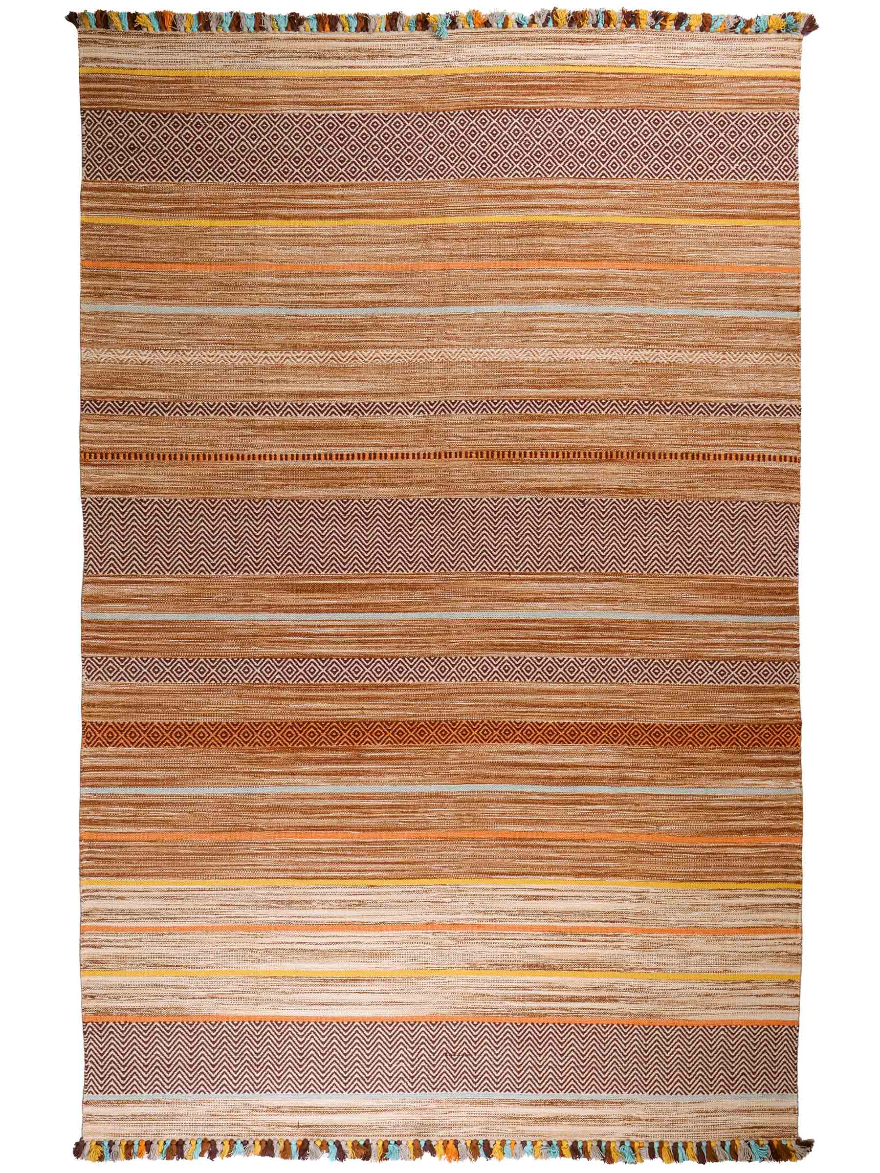 Handgewebter, moderner Indo Kelim Orientteppich von Khademi aus Baumwolle, braun, mehrfarbig. Geometrisches Design. Von Hand gewebt in Indien. Größe: 290x200cm. Teppichnummer: KB4-1693. Verkauf durch Jupiter Intl.