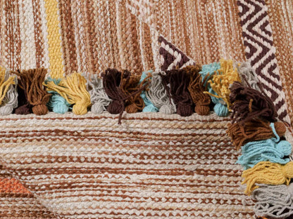 Handgewebter, moderner Indo Kelim Orientteppich von Khademi aus Baumwolle, braun, mehrfarbig. Geometrisches Design. Von Hand gewebt in Indien. Größe: 290x200cm. Teppichnummer: KB4-1693. Verkauf durch Jupiter Intl.