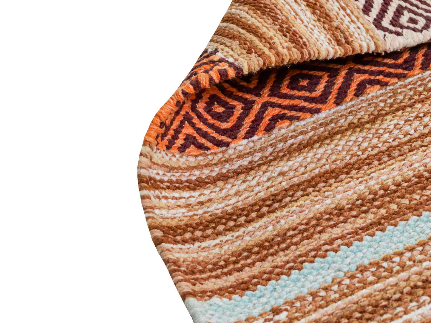 Handgewebter, moderner Indo Kelim Orientteppich von Khademi aus Baumwolle, braun, mehrfarbig. Geometrisches Design. Von Hand gewebt in Indien. Größe: 290x200cm. Teppichnummer: KB4-1693. Verkauf durch Jupiter Intl.