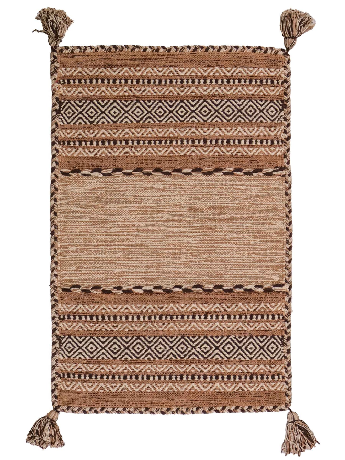 Handgewebter, moderner Indo Kelim Orientteppich von Khademi aus Baumwolle, beige. Geometrisches Design. Von Hand gewebt in Indien. Größe: 90x60cm. Teppichnummer: KB4-1631. Verkauf durch Jupiter Intl.