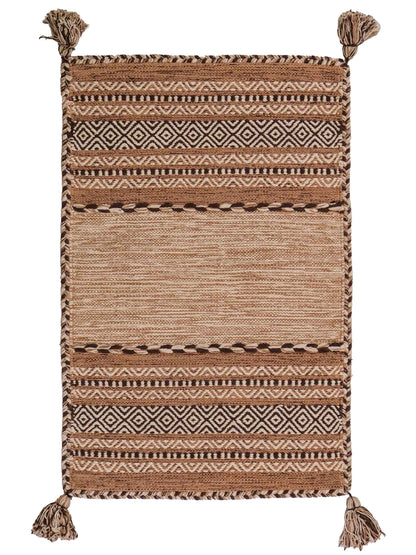 Handgewebter, moderner Indo Kelim Orientteppich von Khademi aus Baumwolle, beige. Geometrisches Design. Von Hand gewebt in Indien. Größe: 90x60cm. Teppichnummer: KB4-1631. Verkauf durch Jupiter Intl.