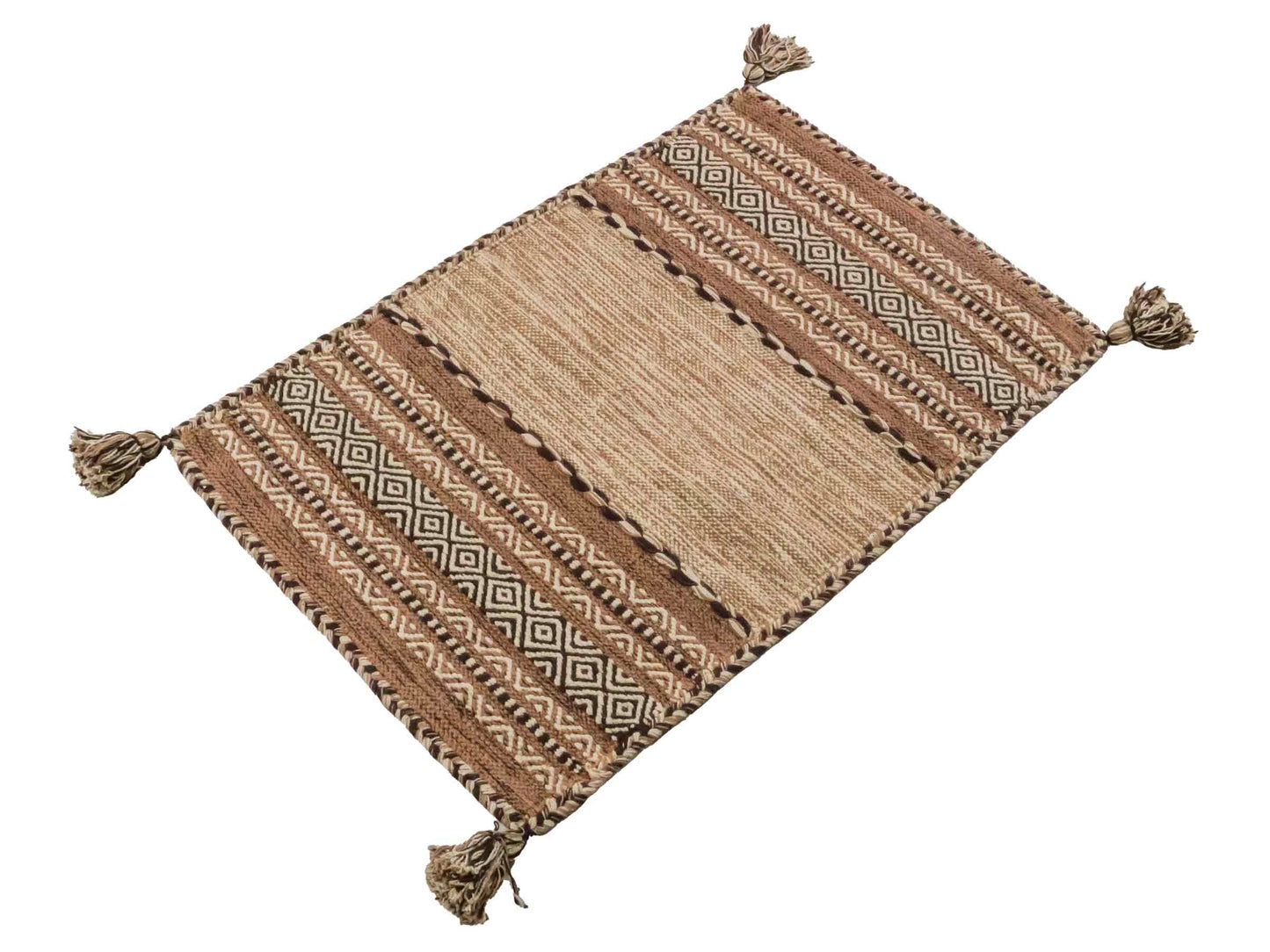 Handgewebter, moderner Indo Kelim Orientteppich von Khademi aus Baumwolle, beige. Geometrisches Design. Von Hand gewebt in Indien. Größe: 90x60cm. Teppichnummer: KB4-1631. Verkauf durch Jupiter Intl.