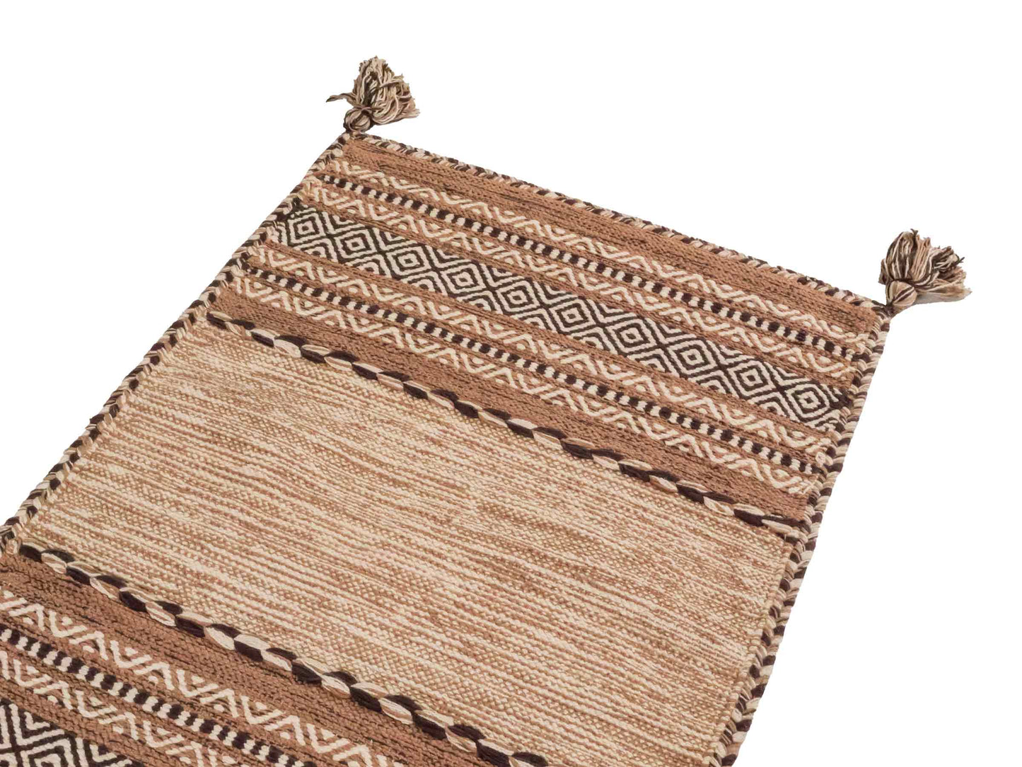 Handgewebter, moderner Indo Kelim Orientteppich von Khademi aus Baumwolle, beige. Geometrisches Design. Von Hand gewebt in Indien. Größe: 90x60cm. Teppichnummer: KB4-1631. Verkauf durch Jupiter Intl.