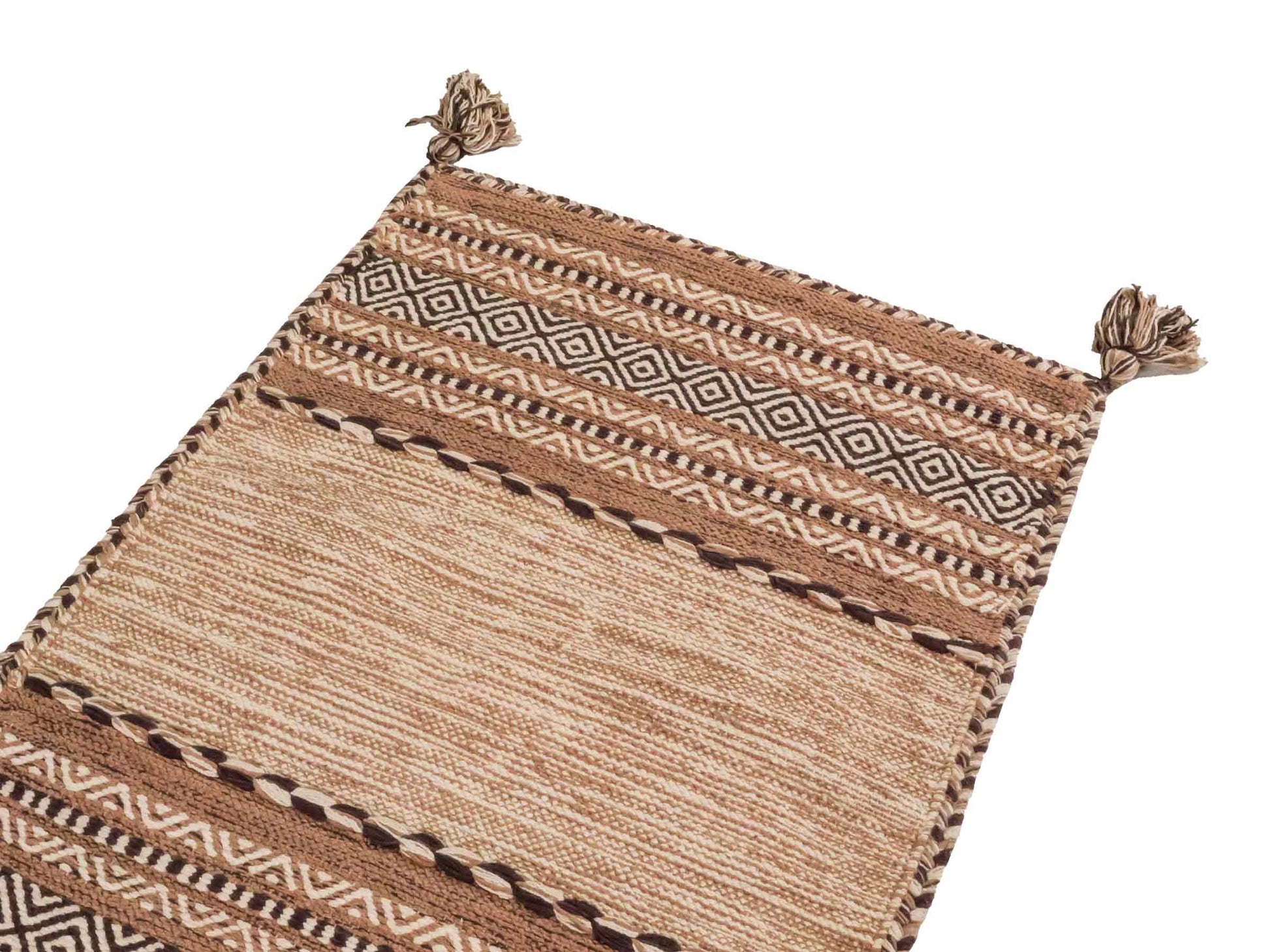 Handgewebter, moderner Indo Kelim Orientteppich von Khademi aus Baumwolle, beige. Geometrisches Design. Von Hand gewebt in Indien. Größe: 90x60cm. Teppichnummer: KB4-1631. Verkauf durch Jupiter Intl.