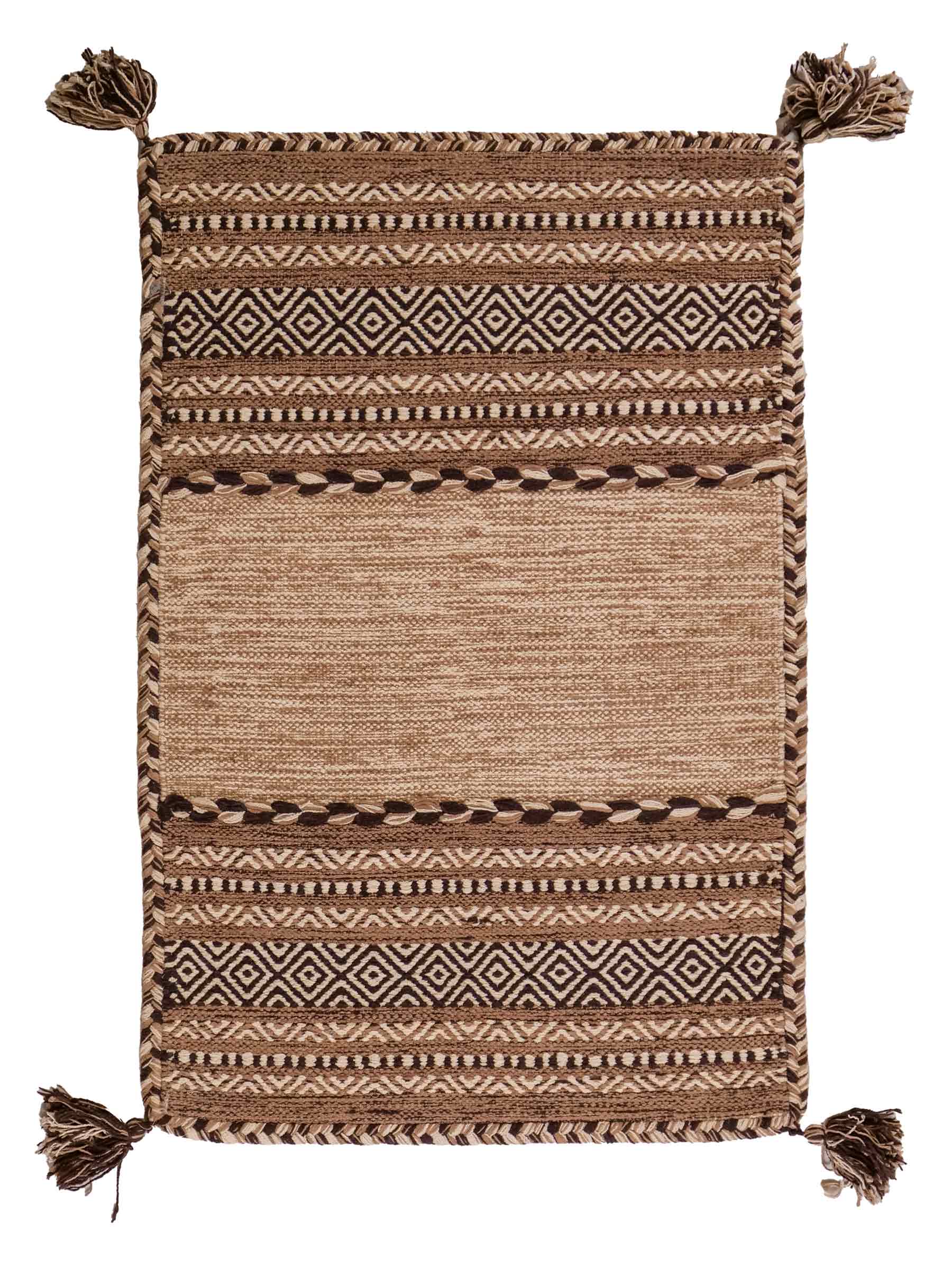 Handgewebter, moderner Indo Kelim Orientteppich von Khademi aus Baumwolle, beige. Geometrisches Design. Von Hand gewebt in Indien. Größe: 90x60cm. Teppichnummer: KB4-1632. Verkauf durch Jupiter Intl.