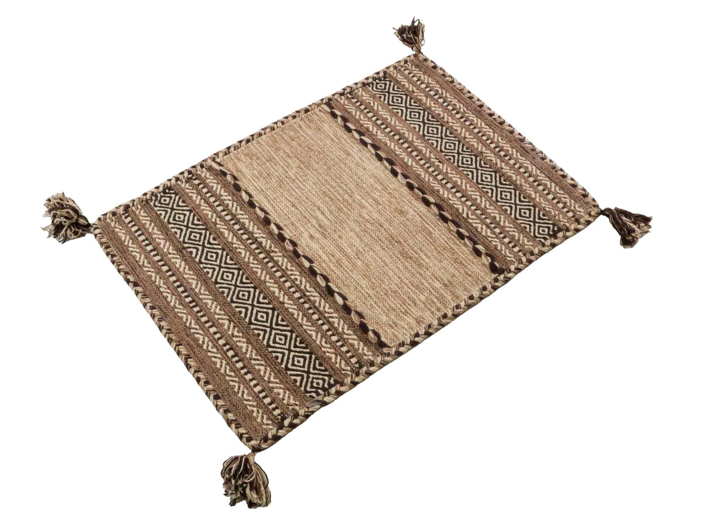 Handgewebter, moderner Indo Kelim Orientteppich von Khademi aus Baumwolle, beige. Geometrisches Design. Von Hand gewebt in Indien. Größe: 90x60cm. Teppichnummer: KB4-1632. Verkauf durch Jupiter Intl.