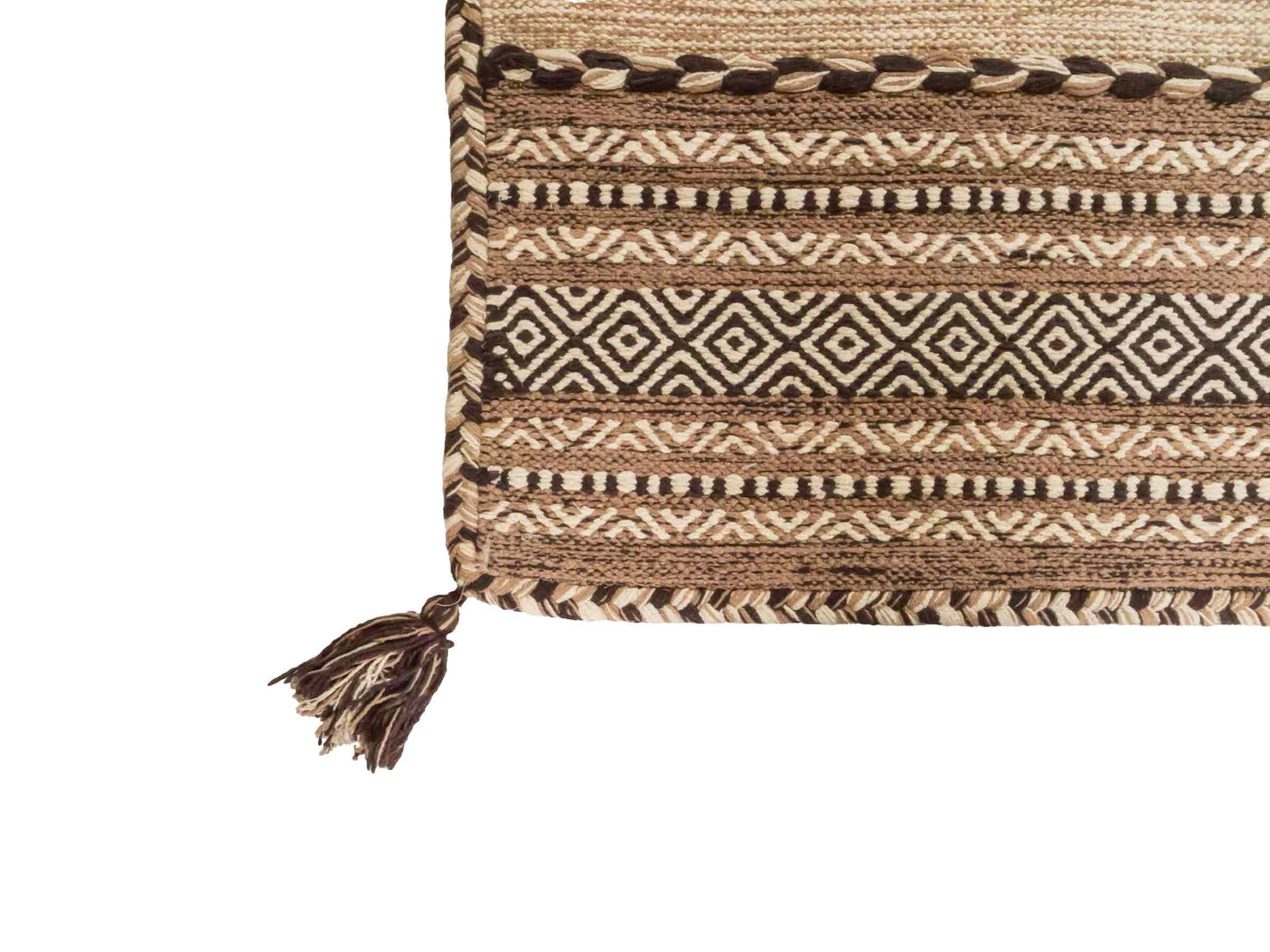 Handgewebter, moderner Indo Kelim Orientteppich von Khademi aus Baumwolle, beige. Geometrisches Design. Von Hand gewebt in Indien. Größe: 90x60cm. Teppichnummer: KB4-1632. Verkauf durch Jupiter Intl.