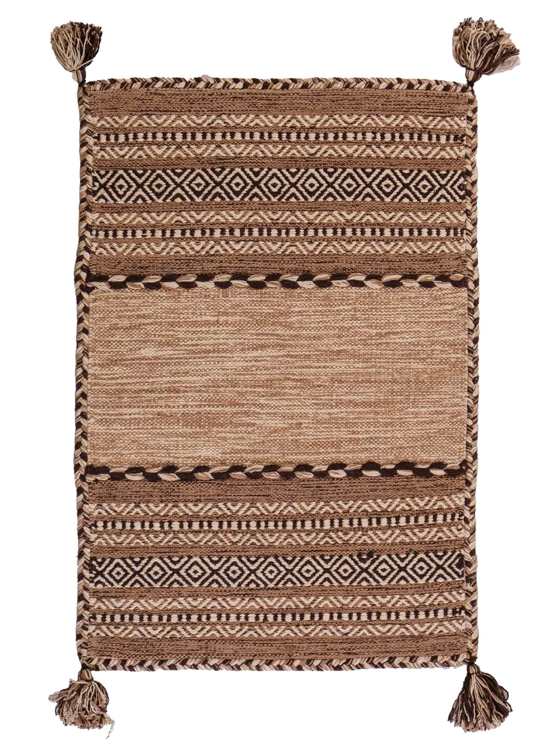 Handgewebter, moderner Indo Kelim Orientteppich von Khademi aus Baumwolle, beige. Geometrisches Design. Von Hand gewebt in Indien. Größe: 90x60cm. Teppichnummer: KB4-1633. Verkauf durch Jupiter Intl.