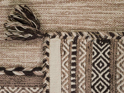 Handgewebter, moderner Indo Kelim Orientteppich von Khademi aus Baumwolle, beige. Geometrisches Design. Von Hand gewebt in Indien. Größe: 90x60cm. Teppichnummer: KB4-1633. Verkauf durch Jupiter Intl.