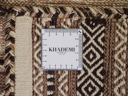 Handgewebter, moderner Indo Kelim Orientteppich von Khademi aus Baumwolle, beige. Geometrisches Design. Von Hand gewebt in Indien. Größe: 90x60cm. Teppichnummer: KB4-1633. Verkauf durch Jupiter Intl.