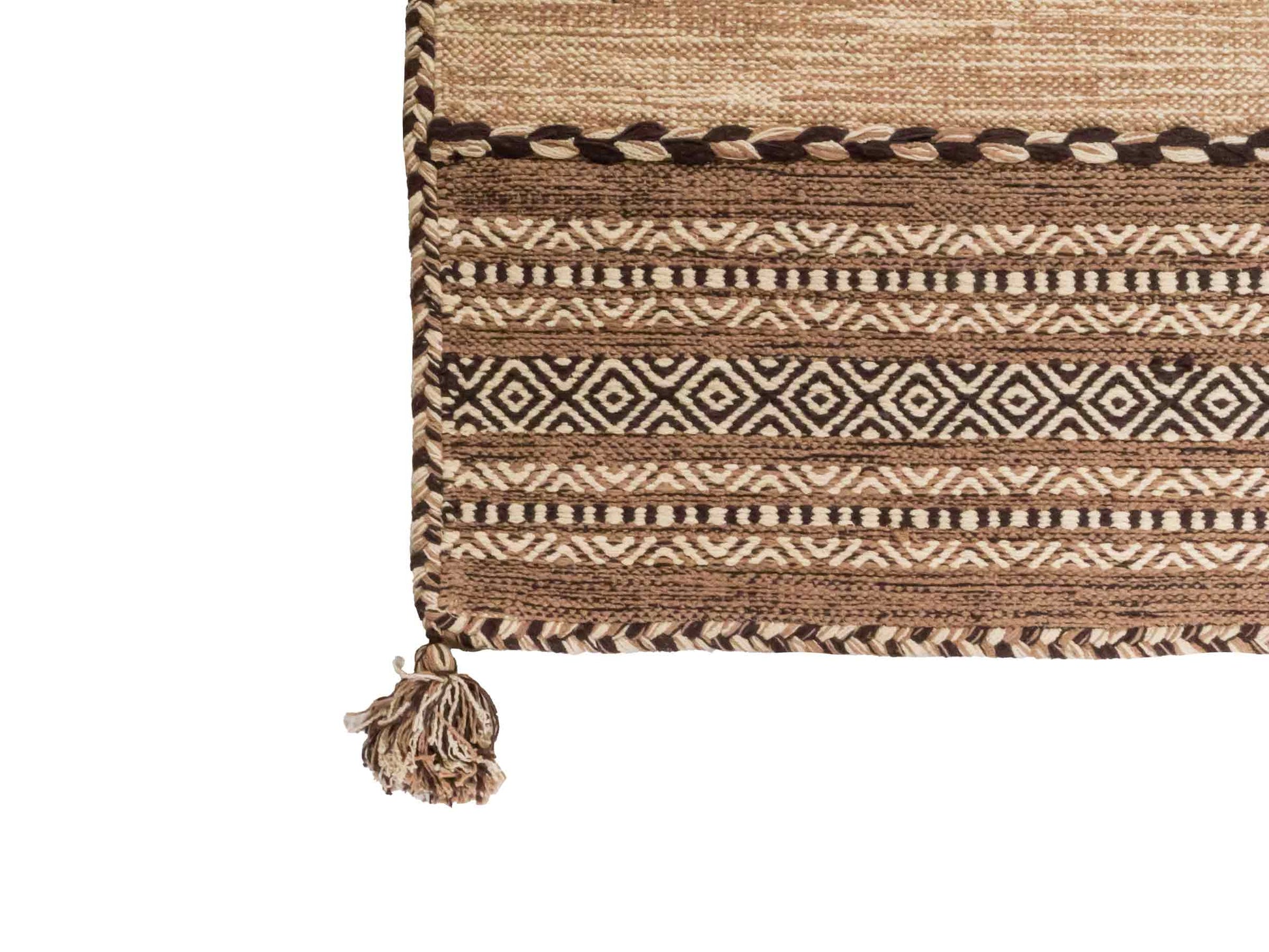 Handgewebter, moderner Indo Kelim Orientteppich von Khademi aus Baumwolle, beige. Geometrisches Design. Von Hand gewebt in Indien. Größe: 90x60cm. Teppichnummer: KB4-1633. Verkauf durch Jupiter Intl.