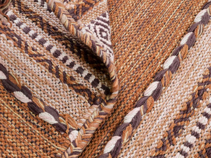 Handgewebter, moderner Indo Kelim Orientteppich von Khademi aus Baumwolle, braun. Geometrisches Design. Von Hand gewebt in Indien. Größe: 90x60cm. Teppichnummer: KB4-1637. Verkauf durch Jupiter Intl.