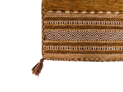 Handgewebter, moderner Indo Kelim Orientteppich von Khademi aus Baumwolle, braun. Geometrisches Design. Von Hand gewebt in Indien. Größe: 90x60cm. Teppichnummer: KB4-1638. Verkauf durch Jupiter Intl.