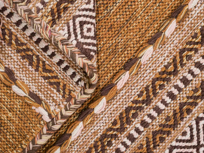 Handgewebter, moderner Indo Kelim Orientteppich von Khademi aus Baumwolle, braun. Geometrisches Design. Von Hand gewebt in Indien. Größe: 90x60cm. Teppichnummer: KB4-1638. Verkauf durch Jupiter Intl.