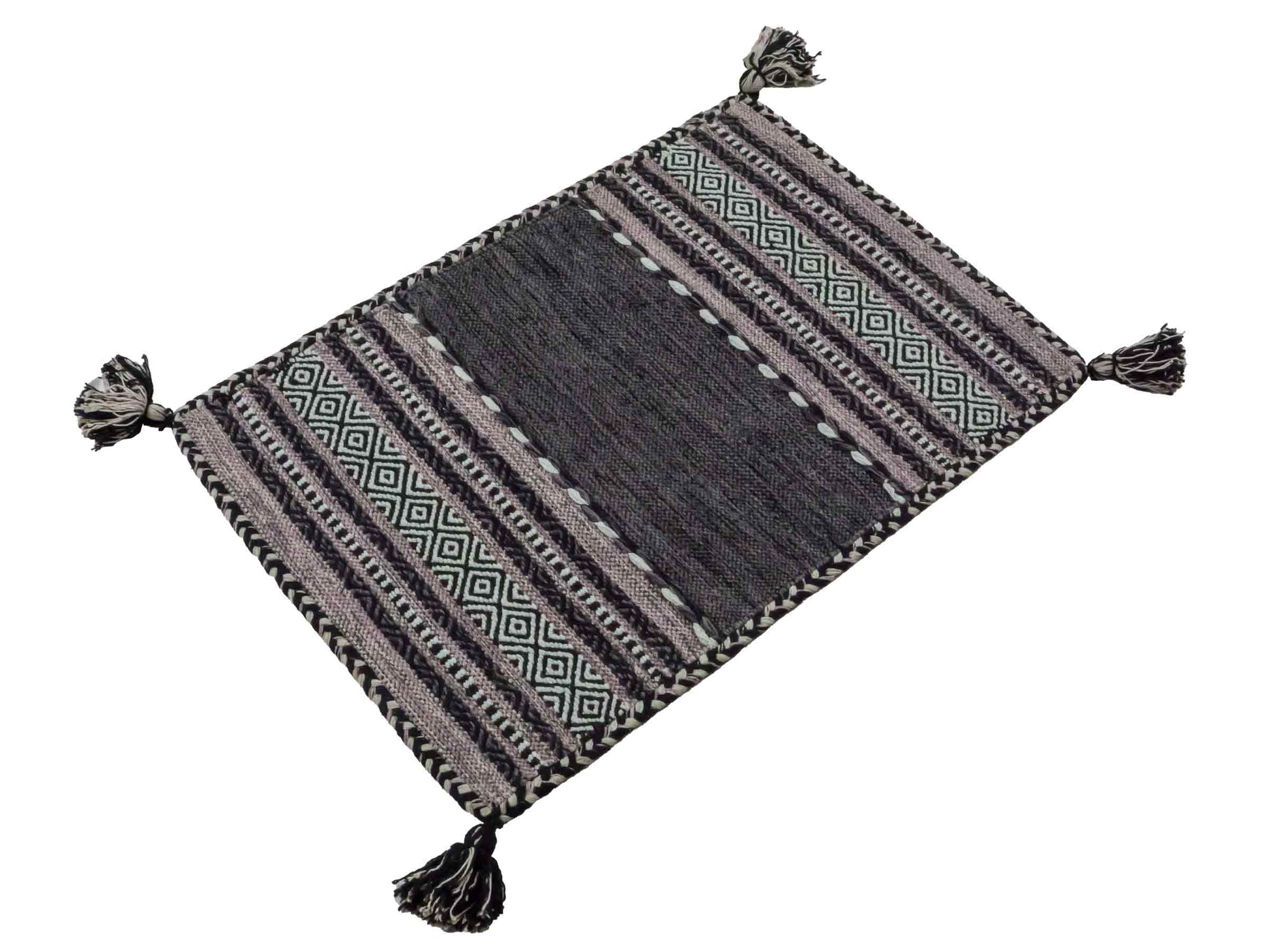 Handgewebter, moderner Indo Kelim Orientteppich von Khademi aus Baumwolle, navy. Geometrisches Design. Von Hand gewebt in Indien. Größe: 90x60cm. Teppichnummer: KB4-1634. Verkauf durch Jupiter Intl.