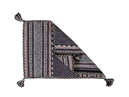 Handgewebter, moderner Indo Kelim Orientteppich von Khademi aus Baumwolle, navy. Geometrisches Design. Von Hand gewebt in Indien. Größe: 90x60cm. Teppichnummer: KB4-1635. Verkauf durch Jupiter Intl.