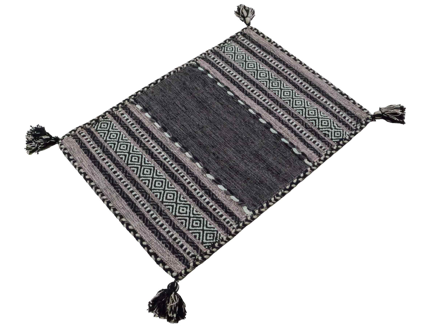 Handgewebter, moderner Indo Kelim Orientteppich von Khademi aus Baumwolle, navy. Geometrisches Design. Von Hand gewebt in Indien. Größe: 90x60cm. Teppichnummer: KB4-1635. Verkauf durch Jupiter Intl.