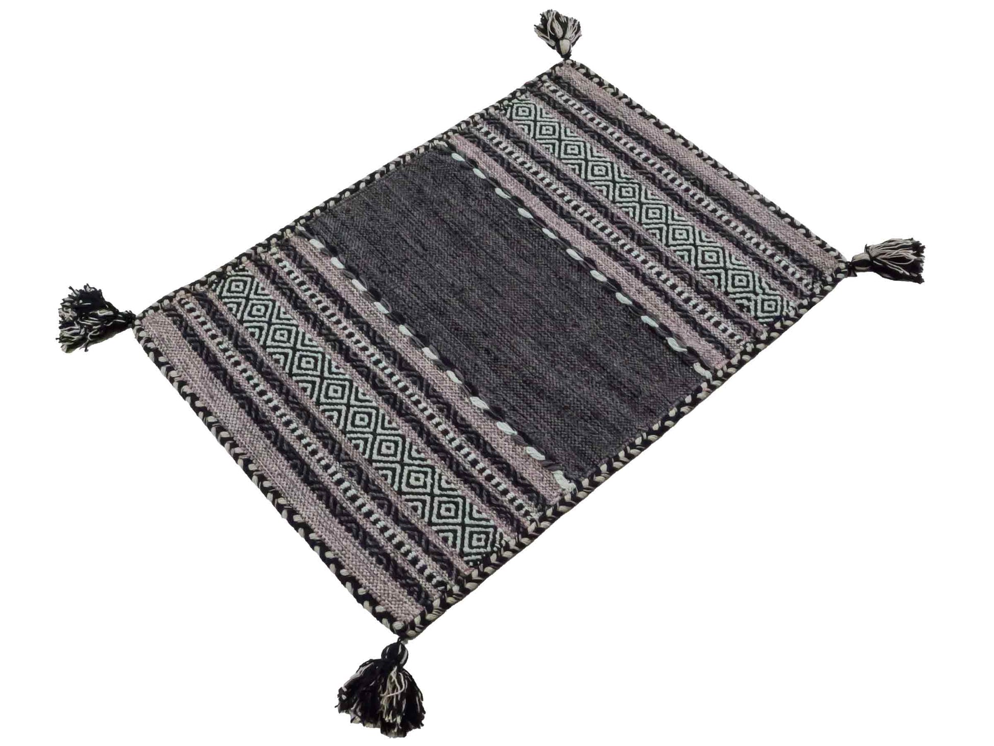 Handgewebter, moderner Indo Kelim Orientteppich von Khademi aus Baumwolle, navy. Geometrisches Design. Von Hand gewebt in Indien. Größe: 90x60cm. Teppichnummer: KB4-1635. Verkauf durch Jupiter Intl.