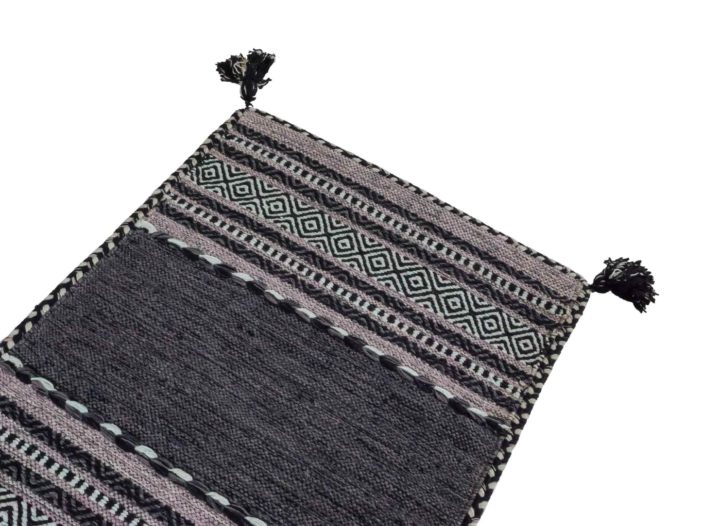 Handgewebter, moderner Indo Kelim Orientteppich von Khademi aus Baumwolle, navy. Geometrisches Design. Von Hand gewebt in Indien. Größe: 90x60cm. Teppichnummer: KB4-1635. Verkauf durch Jupiter Intl.