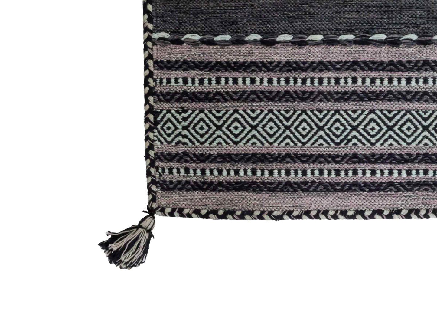 Handgewebter, moderner Indo Kelim Orientteppich von Khademi aus Baumwolle, navy. Geometrisches Design. Von Hand gewebt in Indien. Größe: 90x60cm. Teppichnummer: KB4-1635. Verkauf durch Jupiter Intl.