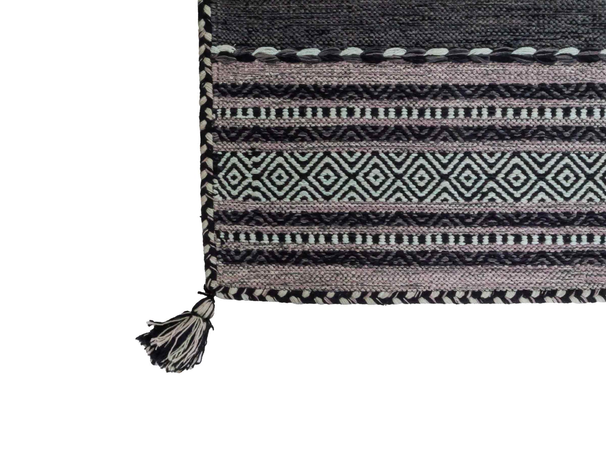 Handgewebter, moderner Indo Kelim Orientteppich von Khademi aus Baumwolle, navy. Geometrisches Design. Von Hand gewebt in Indien. Größe: 90x60cm. Teppichnummer: KB4-1635. Verkauf durch Jupiter Intl.