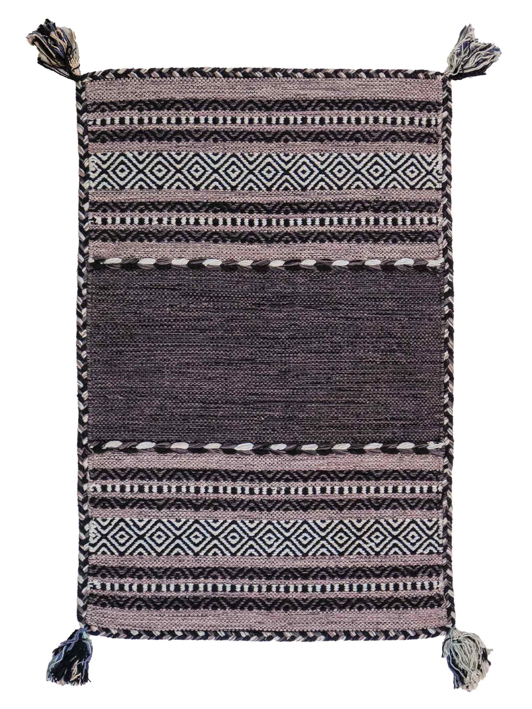 Handgewebter, moderner Indo Kelim Orientteppich von Khademi aus Baumwolle, navy. Geometrisches Design. Von Hand gewebt in Indien. Größe: 90x60cm. Teppichnummer: KB4-1636. Verkauf durch Jupiter Intl.