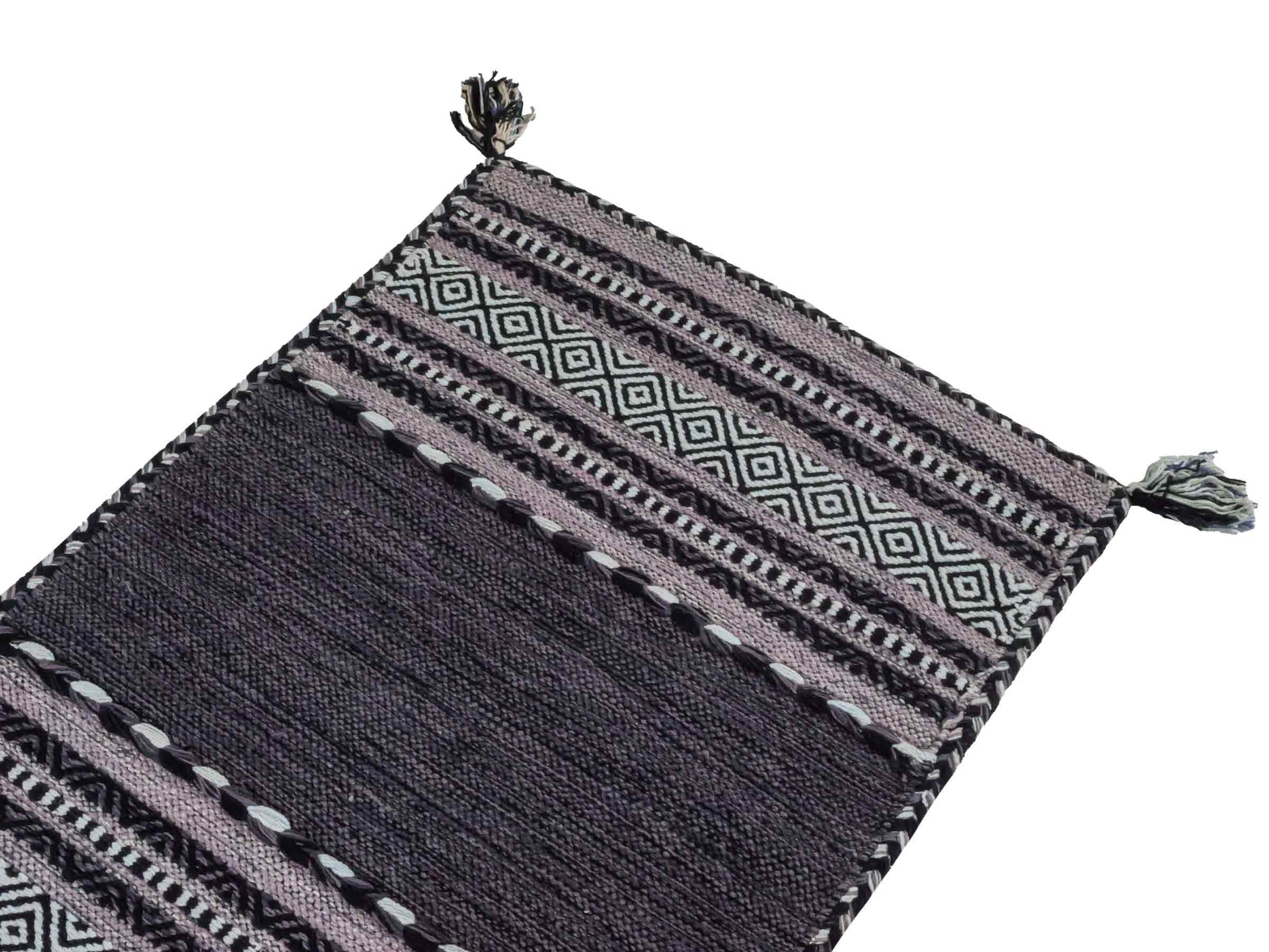 Handgewebter, moderner Indo Kelim Orientteppich von Khademi aus Baumwolle, navy. Geometrisches Design. Von Hand gewebt in Indien. Größe: 90x60cm. Teppichnummer: KB4-1636. Verkauf durch Jupiter Intl.