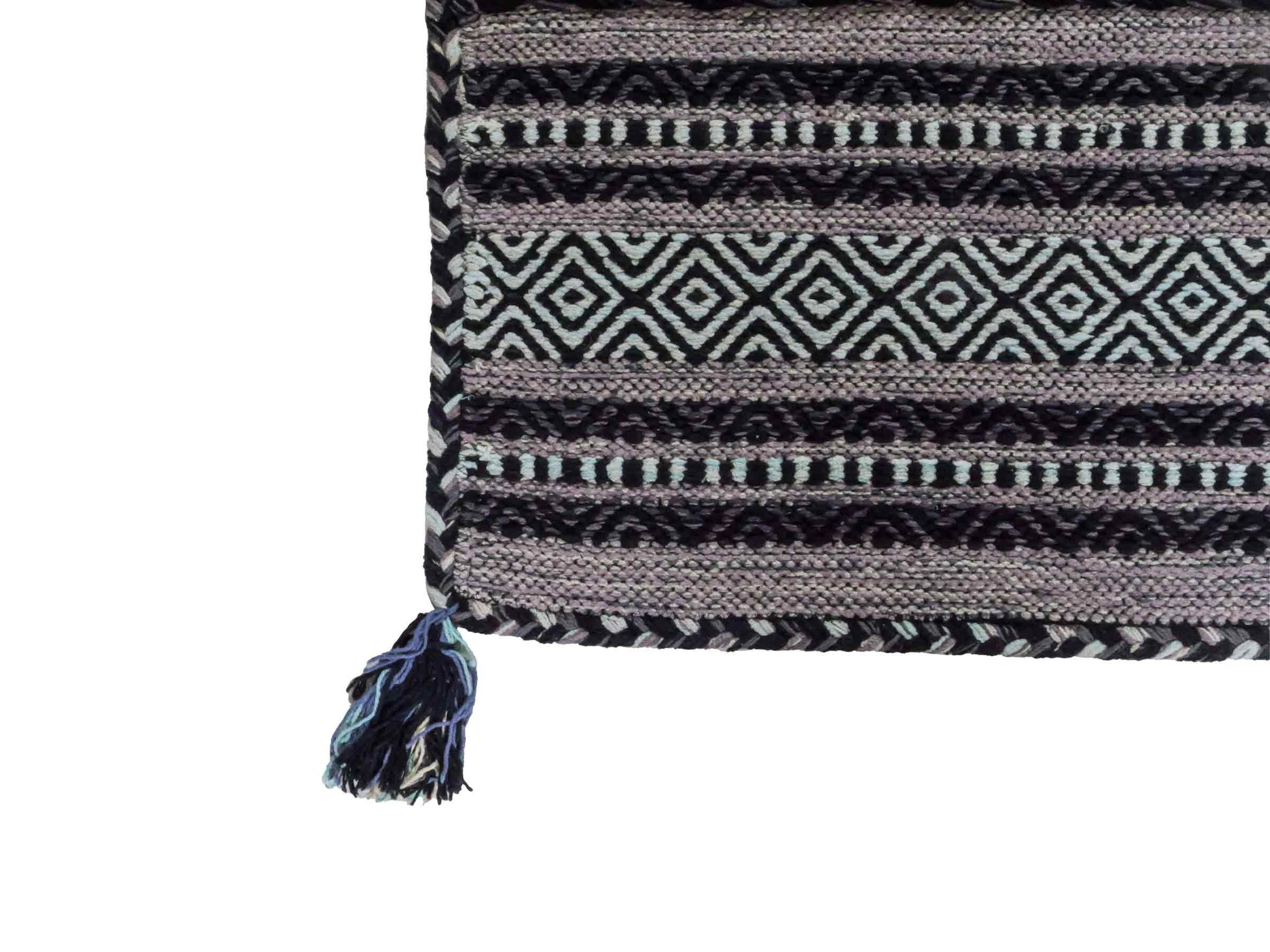 Handgewebter, moderner Indo Kelim Orientteppich von Khademi aus Baumwolle, navy. Geometrisches Design. Von Hand gewebt in Indien. Größe: 90x60cm. Teppichnummer: KB4-1636. Verkauf durch Jupiter Intl.