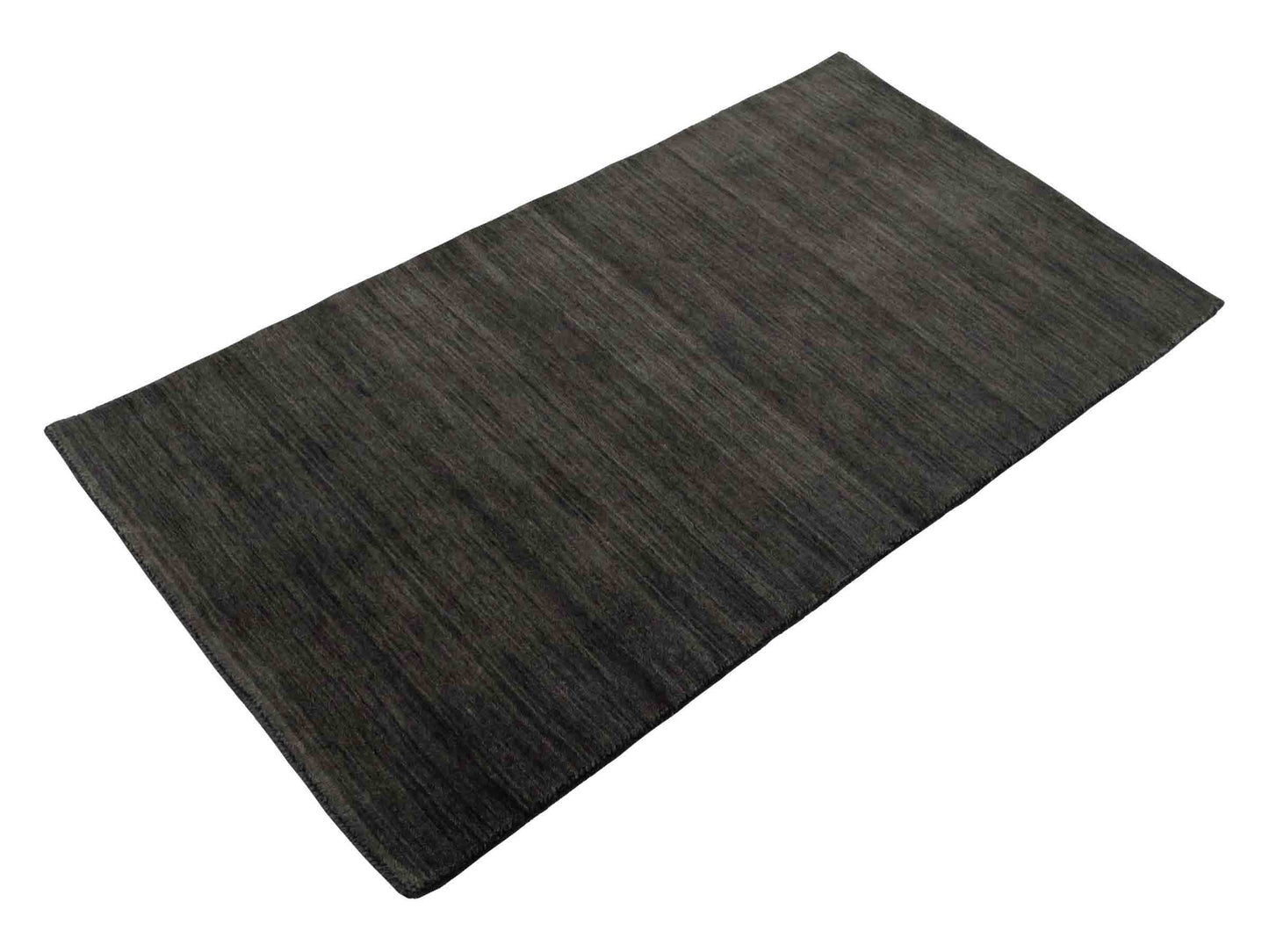 Moderner, Handloom Gabbeh Orientteppich von Khademi aus Wolle, grau. Einfarbiges Uni-Design. Produziert in Indien. Größe: 150x82cm. Teppichnummer: KB4-1533. Verkauf durch Jupiter Intl.