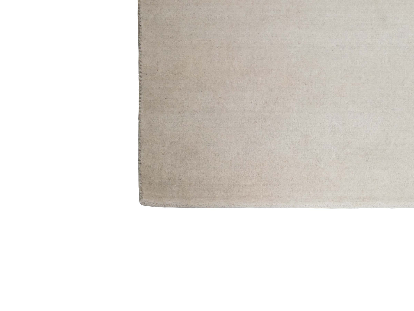 Moderner, Handloom Gabbeh Orientteppich von Khademi aus Wolle, cremeweiß. Einfarbiges Uni-Design. Produziert in Indien. Größe: 155x82cm. Teppichnummer: KB4-1563. Verkauf durch Jupiter Intl.