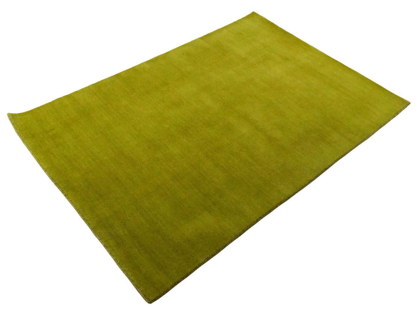 Moderner, Handloom Gabbeh Orientteppich von Khademi aus Wolle, gruen. Einfarbiges Uni-Design. Produziert in Indien. Größe: 168x116cm. Teppichnummer: KB4-1600. Verkauf durch Jupiter Intl.