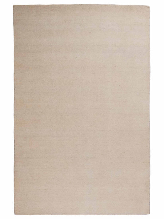 Moderner, Handloom Gabbeh Orientteppich von Khademi aus Wolle, cremeweiß. Einfarbiges Uni-Design. Produziert in Indien. Größe: 170x116cm. Teppichnummer: KB4-1582. Verkauf durch Jupiter Intl.