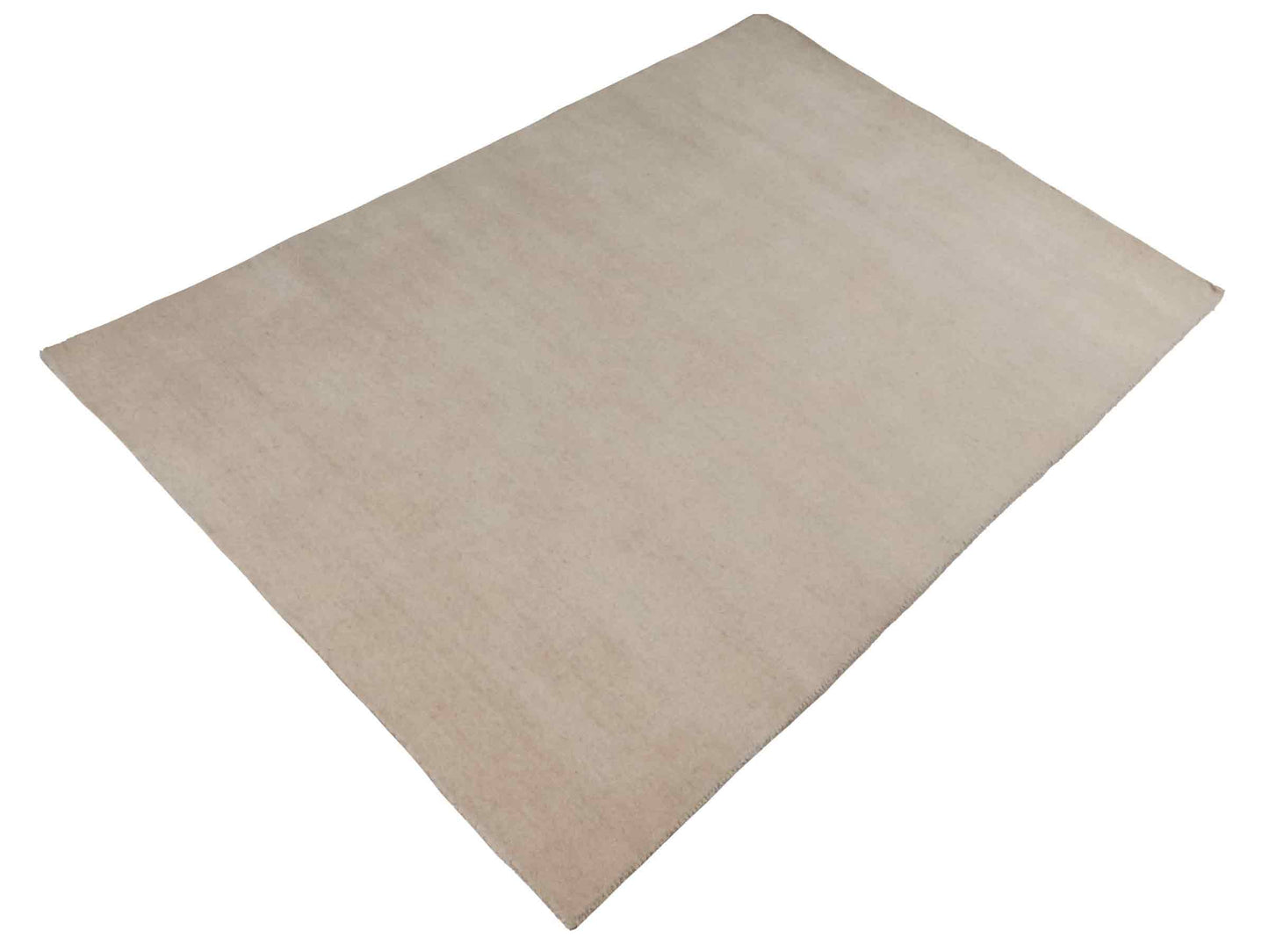 Moderner, Handloom Gabbeh Orientteppich von Khademi aus Wolle, cremeweiß. Einfarbiges Uni-Design. Produziert in Indien. Größe: 170x116cm. Teppichnummer: KB4-1582. Verkauf durch Jupiter Intl.