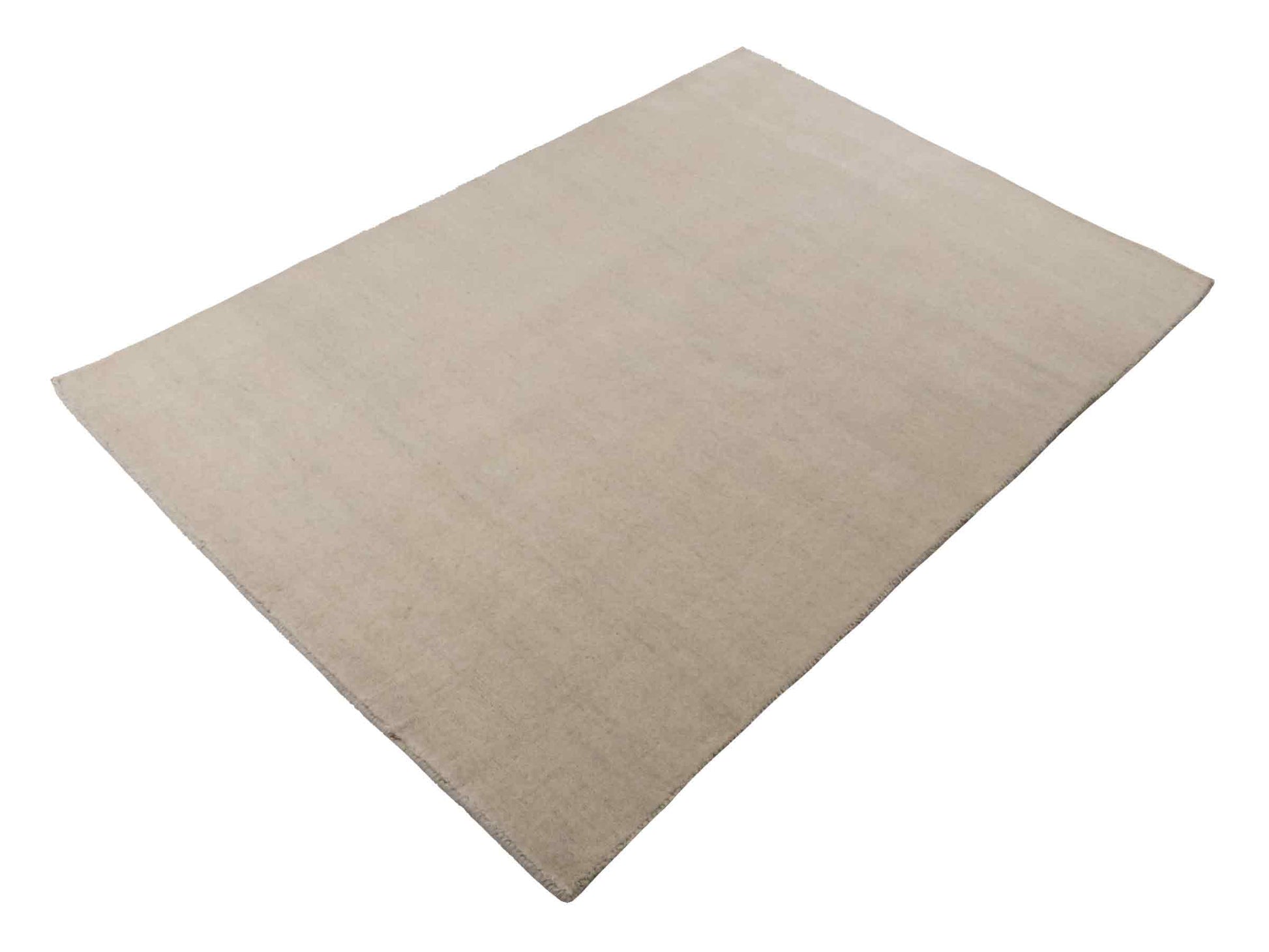 Moderner, Handloom Gabbeh Orientteppich von Khademi aus Wolle, cremeweiß. Einfarbiges Uni-Design. Produziert in Indien. Größe: 170x116cm. Teppichnummer: KB4-1582. Verkauf durch Jupiter Intl.