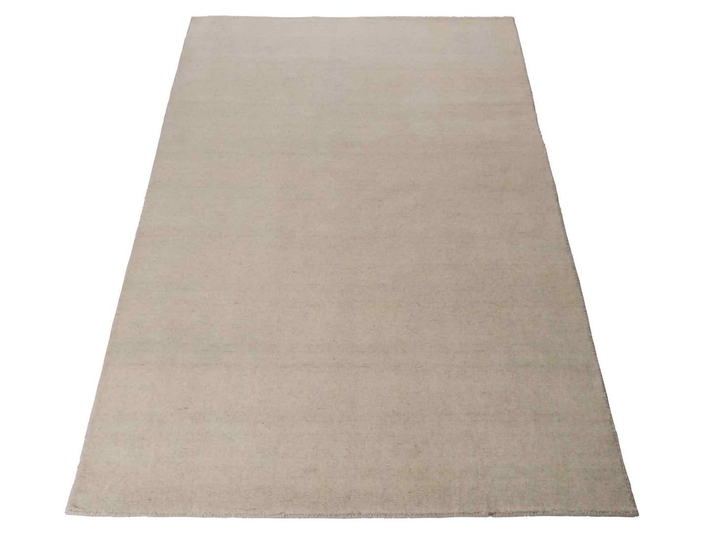 Moderner, Handloom Gabbeh Orientteppich von Khademi aus Wolle, cremeweiß. Einfarbiges Uni-Design. Produziert in Indien. Größe: 170x116cm. Teppichnummer: KB4-1582. Verkauf durch Jupiter Intl.