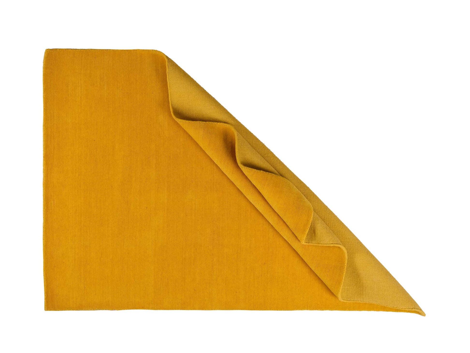 Moderner, Handloom Gabbeh Orientteppich von Khademi aus Wolle, gelb. Einfarbiges Uni-Design. Produziert in Indien. Größe: 170x117cm. Teppichnummer: KB4-1572. Verkauf durch Jupiter Intl.