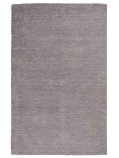 Moderner, Handloom Gabbeh Orientteppich von Khademi aus Wolle, grau. Einfarbiges Uni-Design. Produziert in Indien. Größe: 170x119cm. Teppichnummer: KB4-1586. Verkauf durch Jupiter Intl.