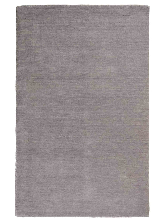 Moderner, Handloom Gabbeh Orientteppich von Khademi aus Wolle, grau. Einfarbiges Uni-Design. Produziert in Indien. Größe: 170x119cm. Teppichnummer: KB4-1586. Verkauf durch Jupiter Intl.