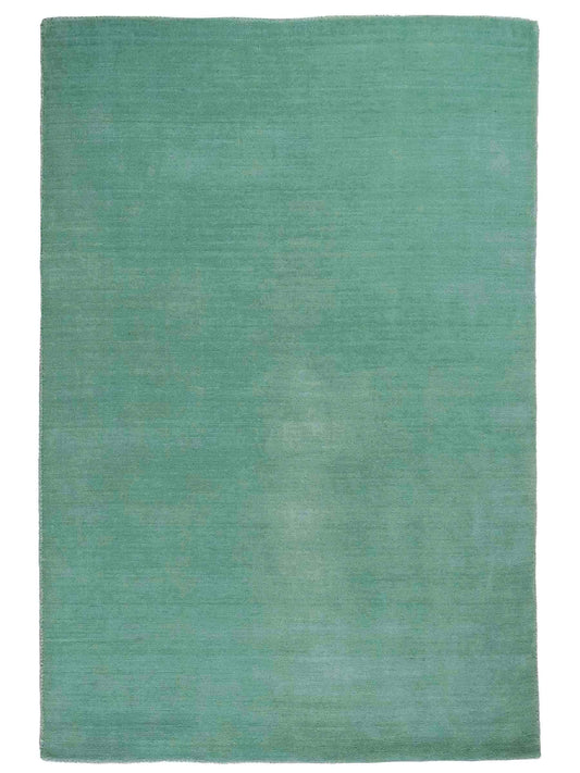 Moderner, Handloom Gabbeh Orientteppich von Khademi aus Wolle, türkis. Einfarbiges Uni-Design. Produziert in Indien. Größe: 170x120cm. Teppichnummer: KB4-1587. Verkauf durch Jupiter Intl.