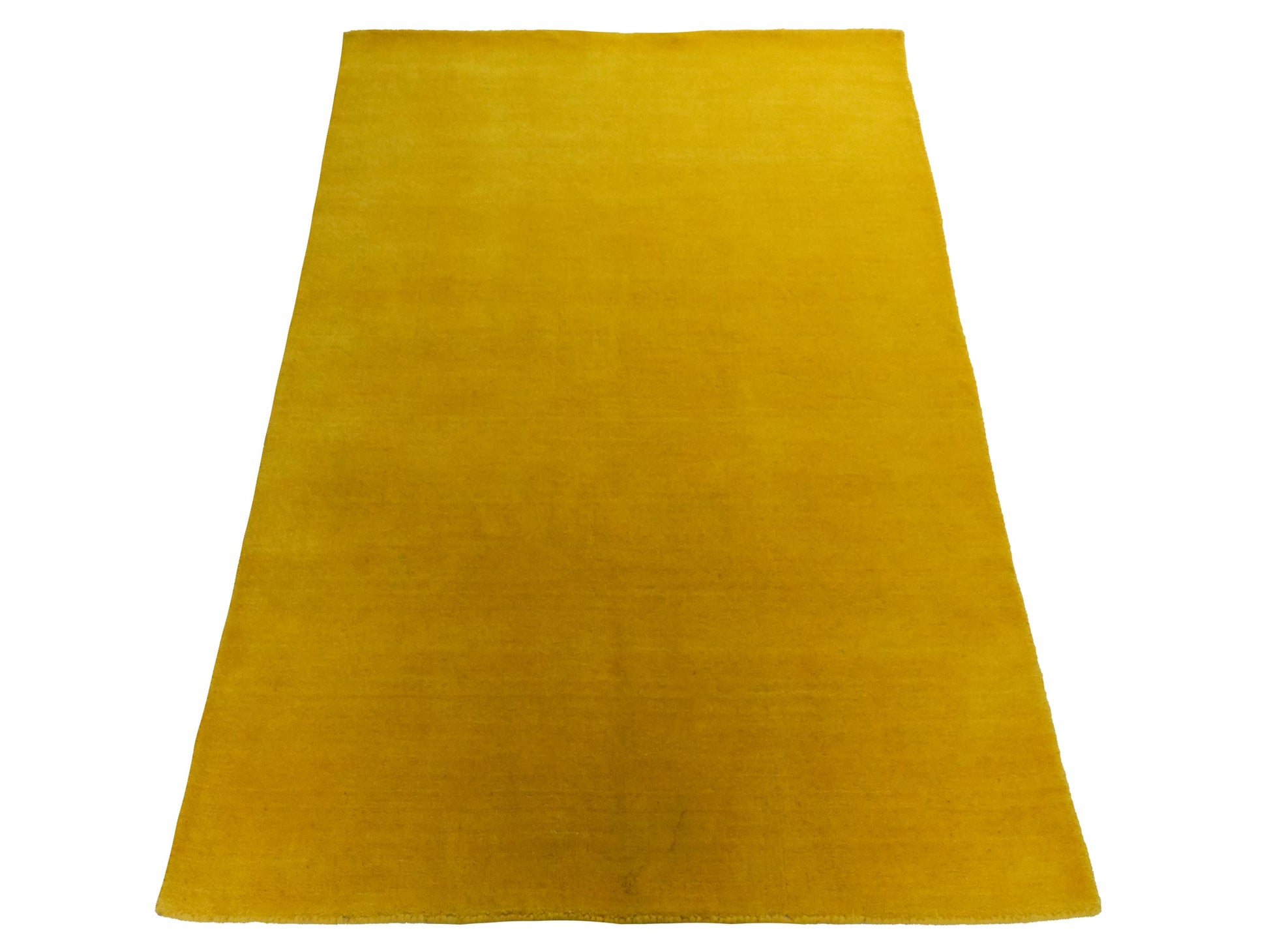 Moderner, Handloom Gabbeh Orientteppich von Khademi aus Wolle, gelb. Einfarbiges Uni-Design. Produziert in Indien. Größe: 170x122cm. Teppichnummer: KB4-1571. Verkauf durch Jupiter Intl.