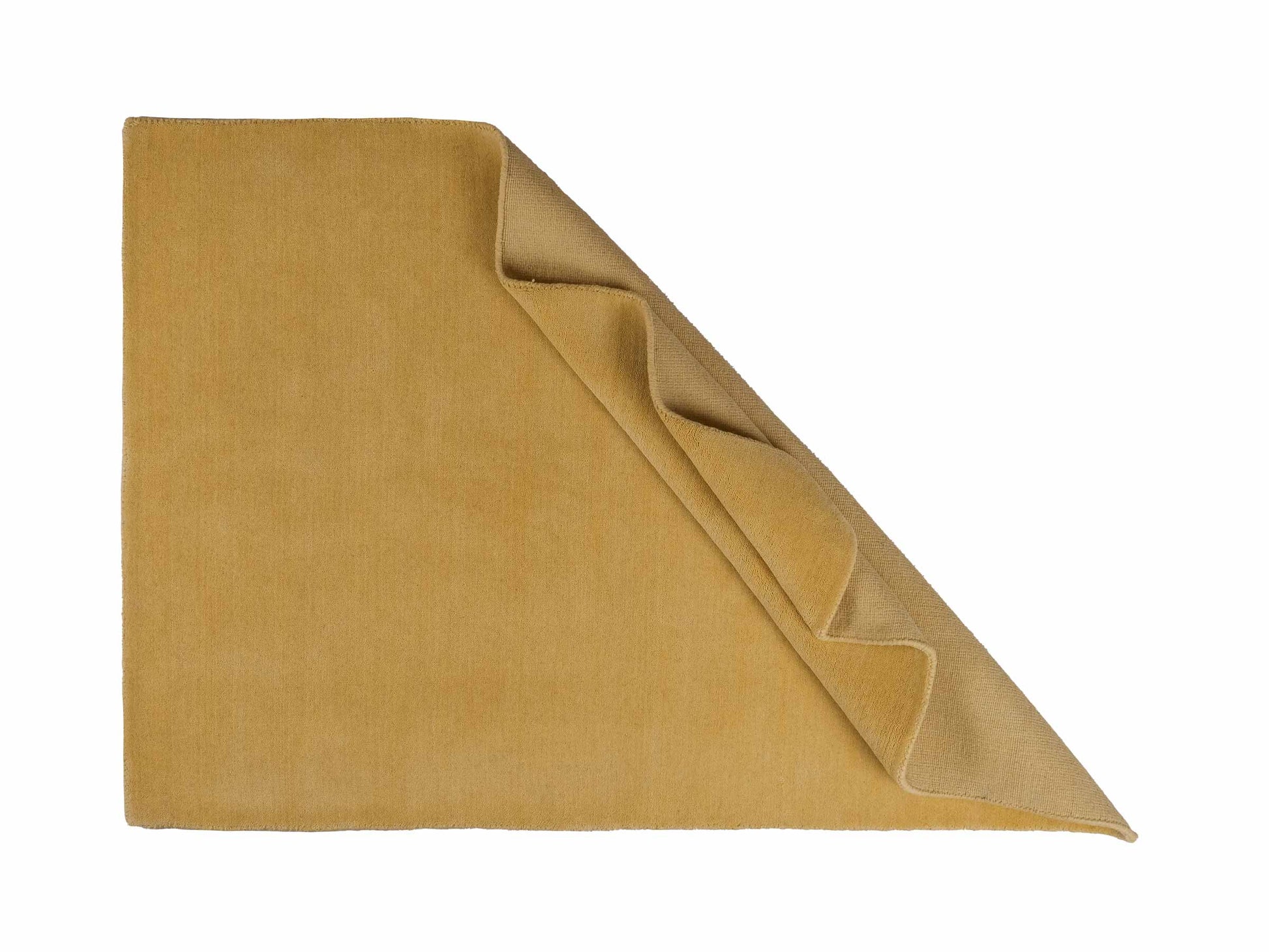 Moderner, Handloom Gabbeh Orientteppich von Khademi aus Wolle, gelb. Einfarbiges Uni-Design. Produziert in Indien. Größe: 171x119cm. Teppichnummer: KB4-1570. Verkauf durch Jupiter Intl.