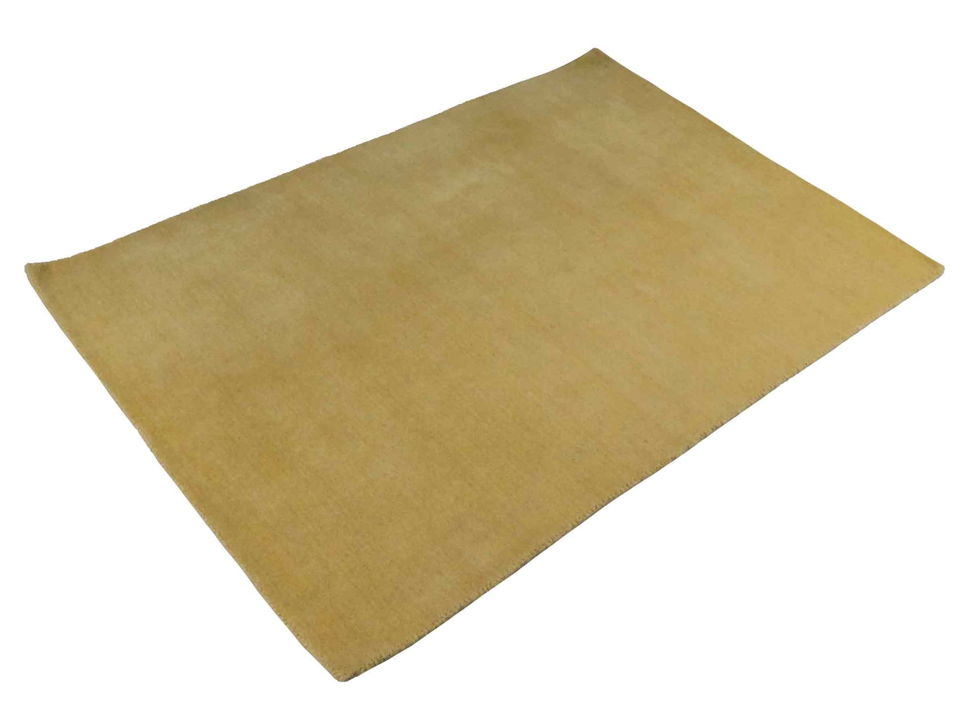 Moderner, Handloom Gabbeh Orientteppich von Khademi aus Wolle, gelb. Einfarbiges Uni-Design. Produziert in Indien. Größe: 171x119cm. Teppichnummer: KB4-1570. Verkauf durch Jupiter Intl.